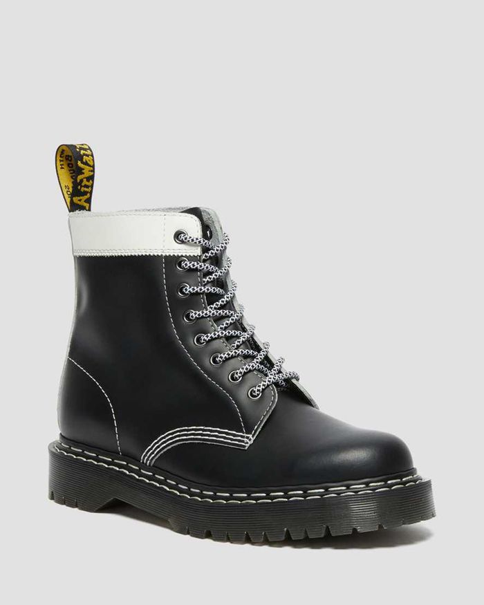 Dr Martens Mens 1460 Pascal Bex Leather Contrast Lace Up Ankle Boots Black - 96470VMSQ